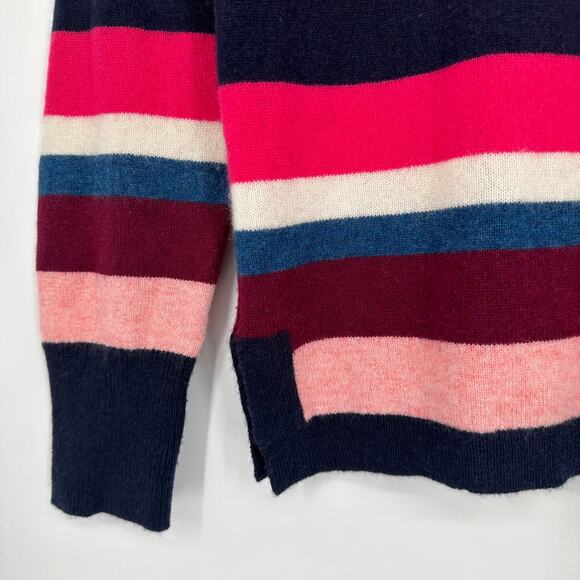 J. Crew 100% Cashmere Everyday Striped Sweater Top Crew Neck Pullover - Picture 6 of 13